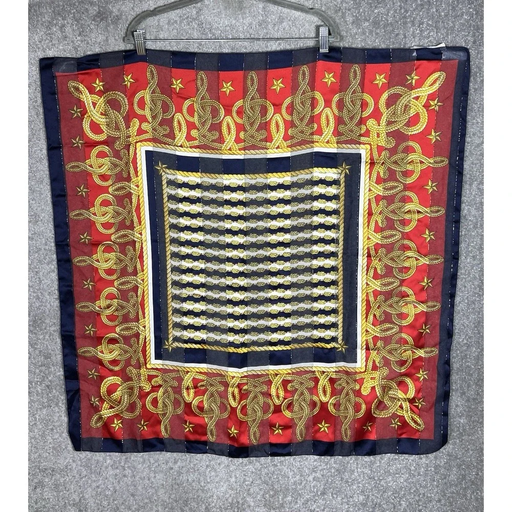 Betmar Italy Semisheer Striped Nautical American Star Handkerchief‎ Scarf Square